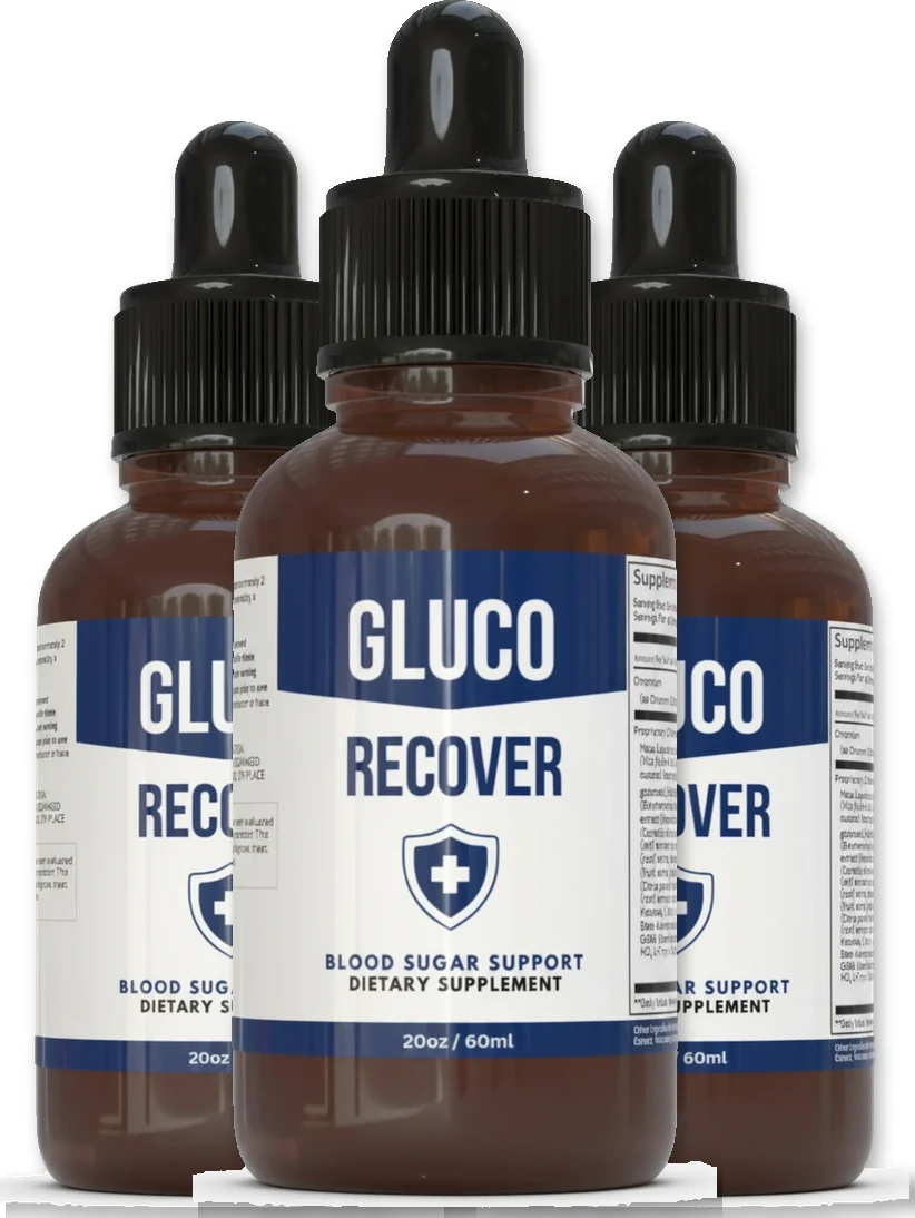 Gluco Recover 3-bottle blood sugar drops package